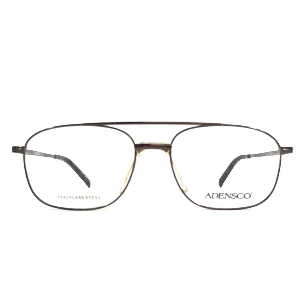Adensco Eyeglasses Frames AD139 TUI Polished Brown Aviator Wire Rim 53-16-140
